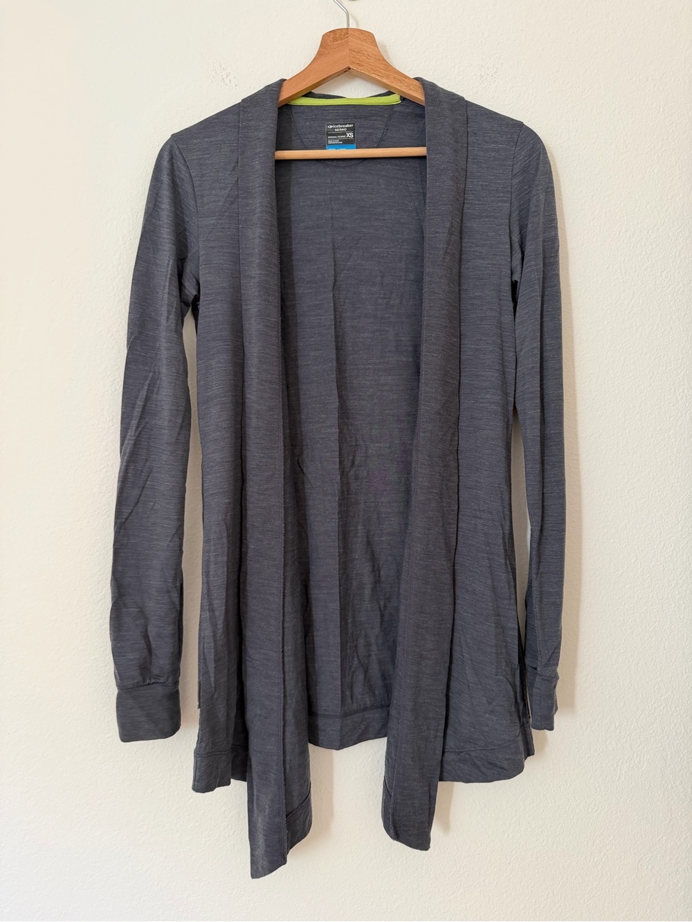 Icebreaker Merino Wool Cool-Lite Sphere Wrap Cardigan Size XS Blue Lightweight